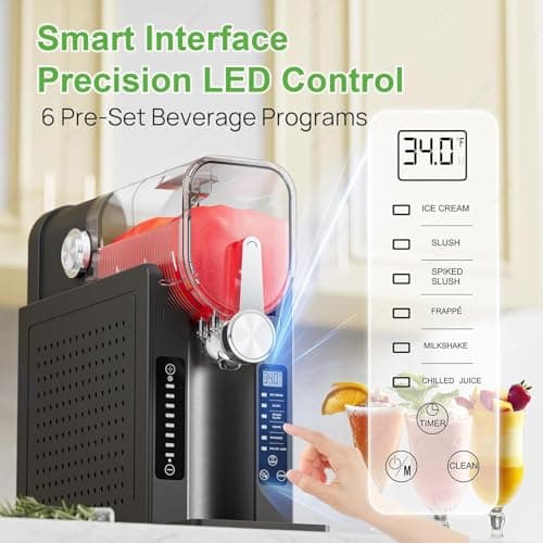 Machine À Granités OSPSHPG Tout-en-Un pour La Maison, Machine À Granités 1,6 L Écran LED sans Glace 6 Programmes Prérégl