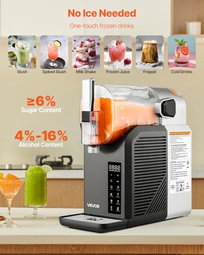 VEVOR Machine à Granita Autonettoyante 2 L, Boissons Glacées Acier Inoxydable, Maison Restaurateurs Bars