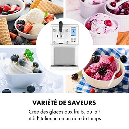 Klarstein Sweet Sundae - Machine à glace turbo 40 min, Compresseur, 900 g crème glacée, 1,5L, Pas de pré-refroidissement