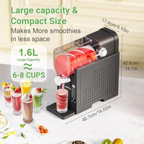 Machine à Granités Professionnelle 6 Programmes Prédéfinis pour Margaritas & Frappés - Sans Glaçons, Écran LED, Réservat
