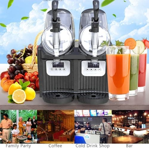 Machine à Granité Commerciale de 2,5 L à Double Réservoir en Acier Inoxydable, 300 W pour Cafés et Restaurants, Machine