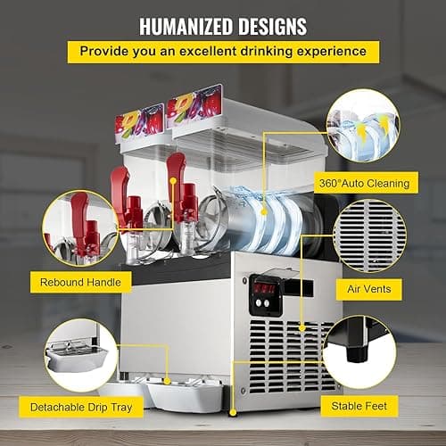 Machine à Granité 15L x 2 pour Cafés et Bars - Réfrigération Efficace en Acier Inoxydable Argenté