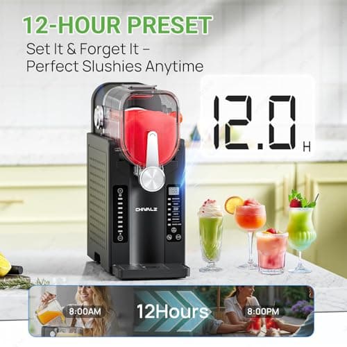 Machine à Granités Professionnelle 6 Programmes Prédéfinis pour Margaritas & Frappés - Sans Glaçons, Écran LED, Réservat
