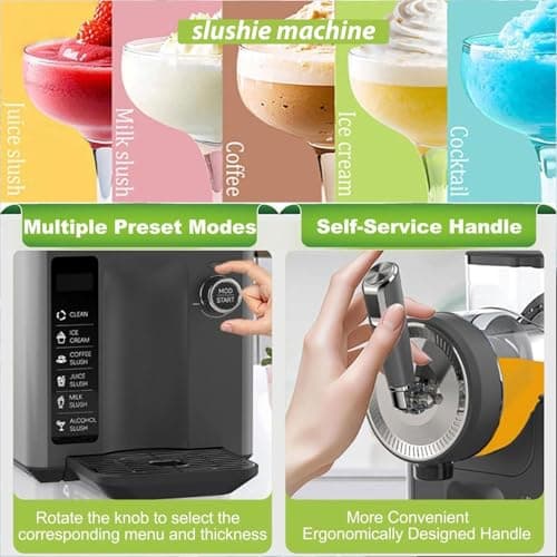 Machine à granité Black pour la maison, sans glace, autonettoyante, 5 en 1, 1,8 L avec refroidissement rapide et rotatio