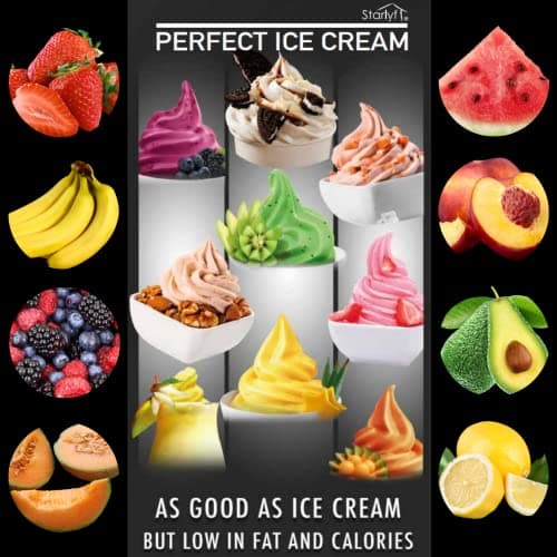 STARLYF PERFECT ICE CREAM_MACHINE À CRÉME GLACÉE AUX FRuits FACILE À UTILISER_PURITYS AFRAISạngS 100% NATURALS_SANS GLUT