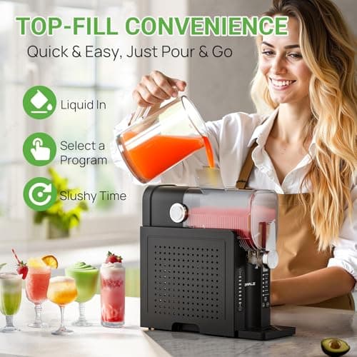 Machine à Granités Professionnelle 6 Programmes Prédéfinis pour Margaritas & Frappés - Sans Glaçons, Écran LED, Réservat