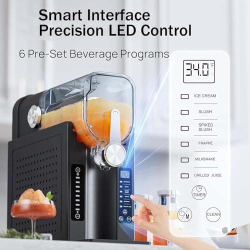Granita Maison Machine 1,6L Autonettoyante - 6 Programmes Prédéfinis Sans Glace pour Smoothies et Margaritas, 1600ML