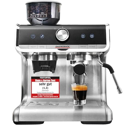GASTROBACK Design Espresso Barista Pro Noir Acier Inoxydable Argenté pour Café Amateur Finales de Week-end 1500W