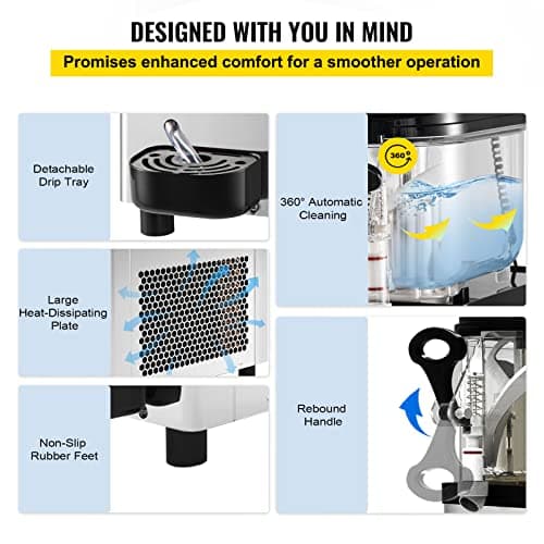 VEVOR Machine à Granité 6 L pour Restaurants et Cafés - Refroidissement Efficace - Boostez Votre Service de Boissons Gla