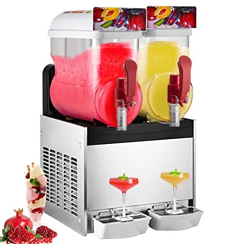 Machine à Granité 15L x 2 pour Cafés et Bars - Réfrigération Efficace en Acier Inoxydable Argenté