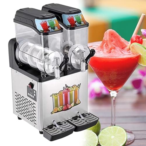 Machine à Granité Commerciale GESAIDES, Machine à Granité avec Réservoir 12LX2, Nettoyage Automatique pour la Maison  
M