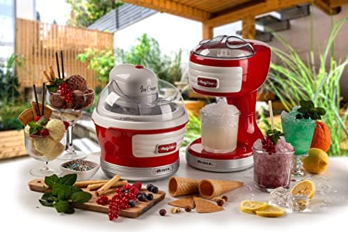 Broyeur de Glace Party Time, Broyeur à Glaçons et Granités, Acier Inoxydable et Couvercle Transparent avec Panier Amovib