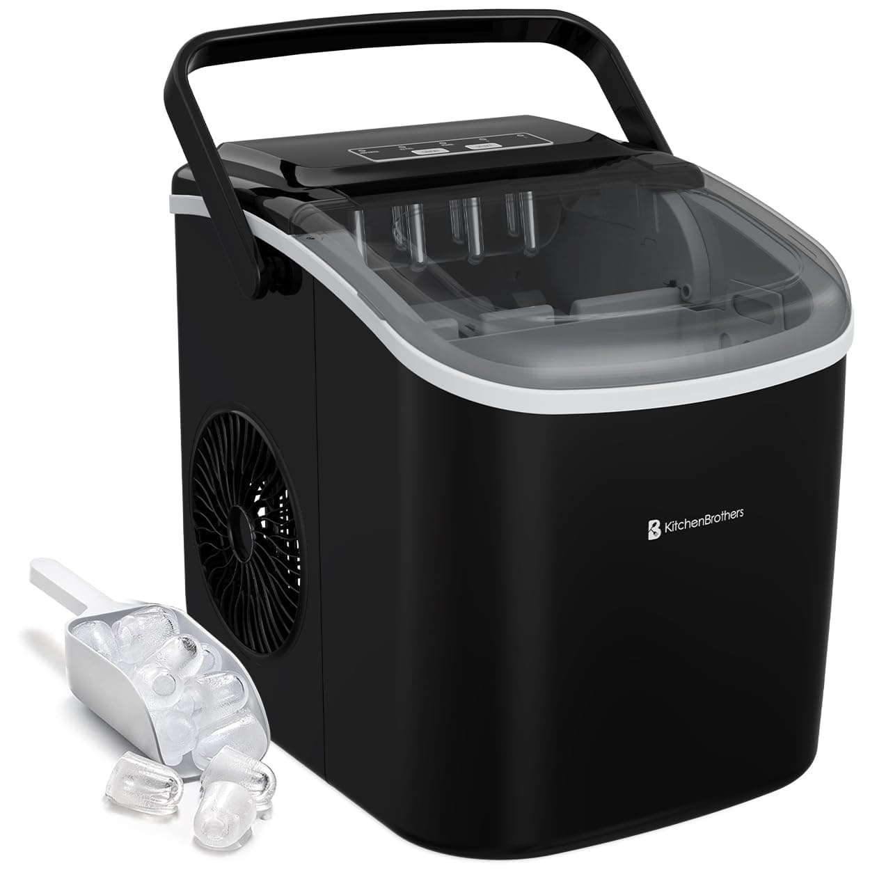 KitchenBrothers Machine à Glaçons Professionnel - Grande Capacité - Machine Portable avec Poignée - Pelle Incluse - 1,2L