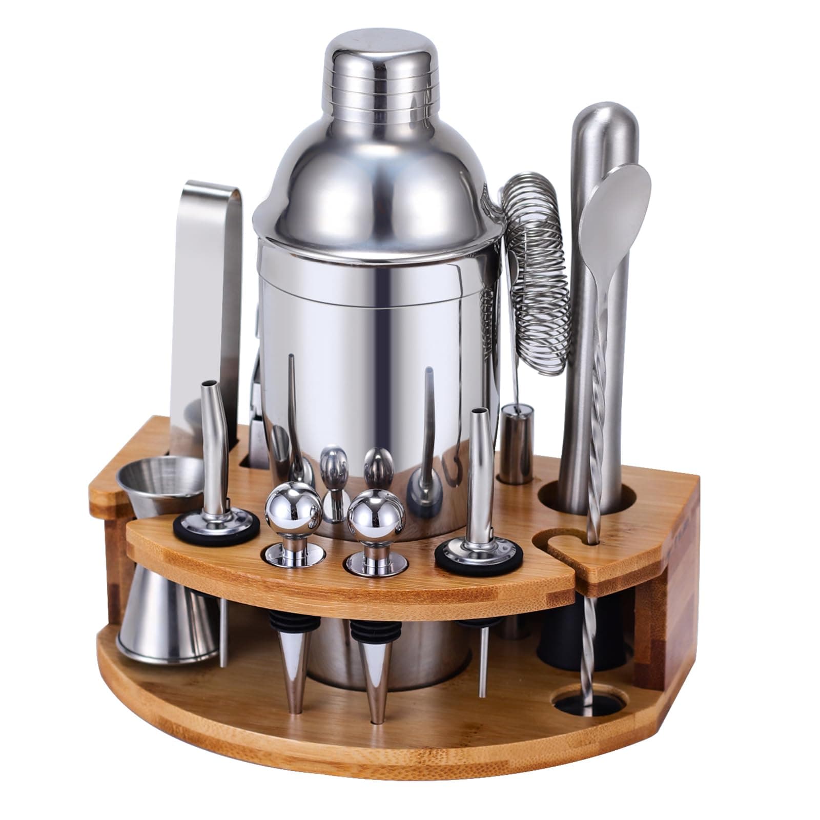 Kit Shaker à Cocktail Argenté pour Bar à Domicile Fête|Kit Cocktail 12 Pièces Acier Inoxydable Fête|Machine à Cocktail S