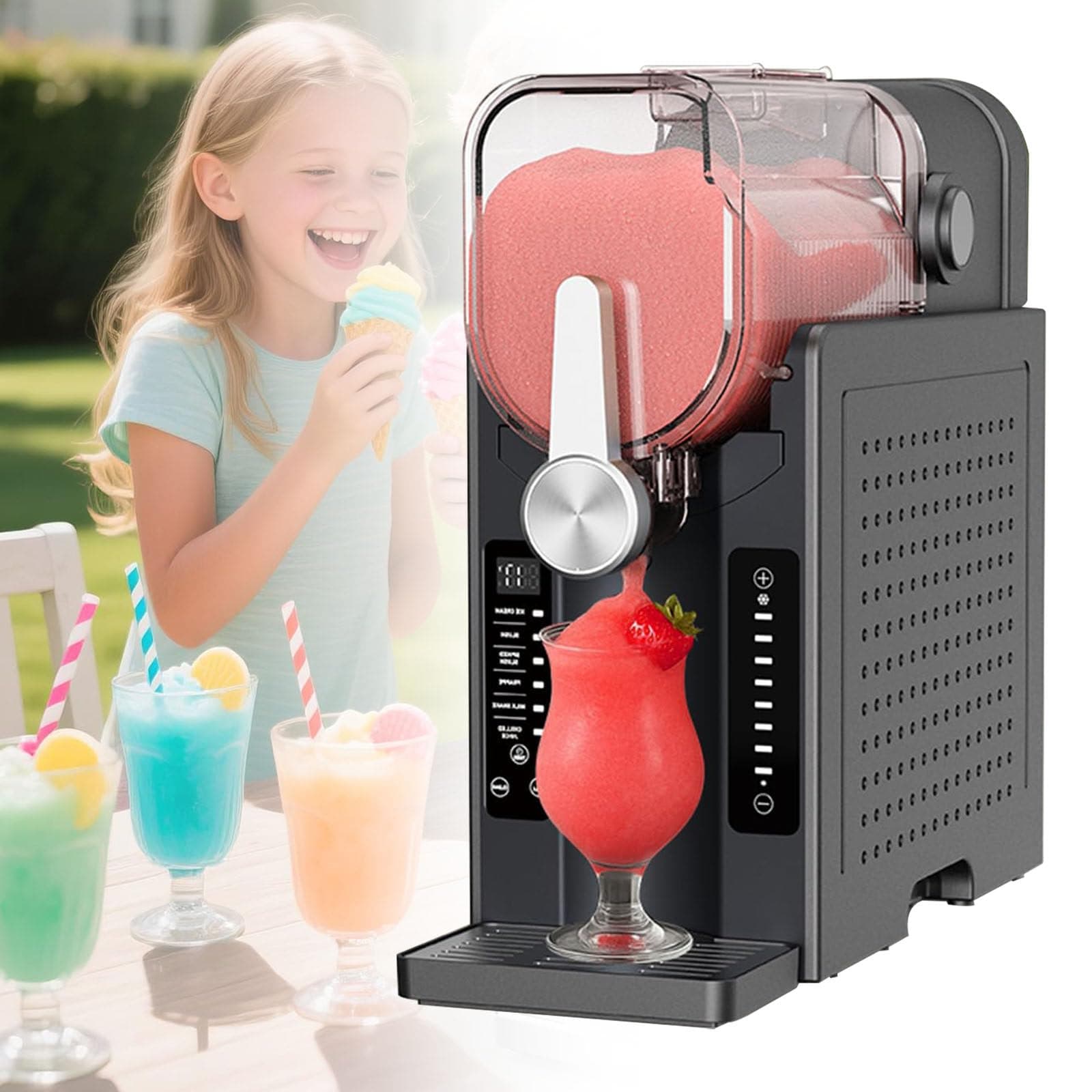 Sunseota Granita Machine 1,6L - Autonettoyante en Un Clic, Sans Glaçons, 6 Programmes Préréglés pour Margaritas, Smoothi