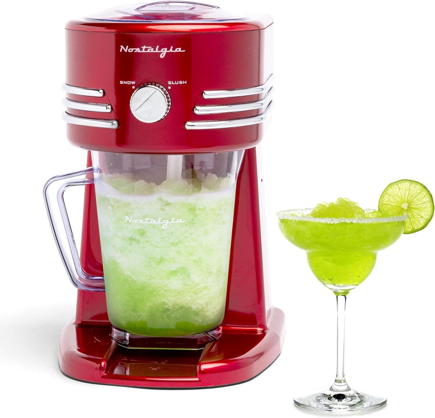Nostalgia Station de Boissons Gelées Parfaite pour Slush, Cones de Neige, Margaritas, Lames en Acier Inoxydable, 1,1 L,
