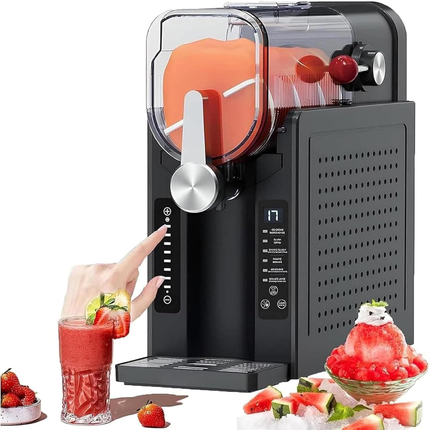 Machine À Granités OSPSHPG Tout-en-Un pour La Maison, Machine À Granités 1,6 L Écran LED sans Glace 6 Programmes Prérégl