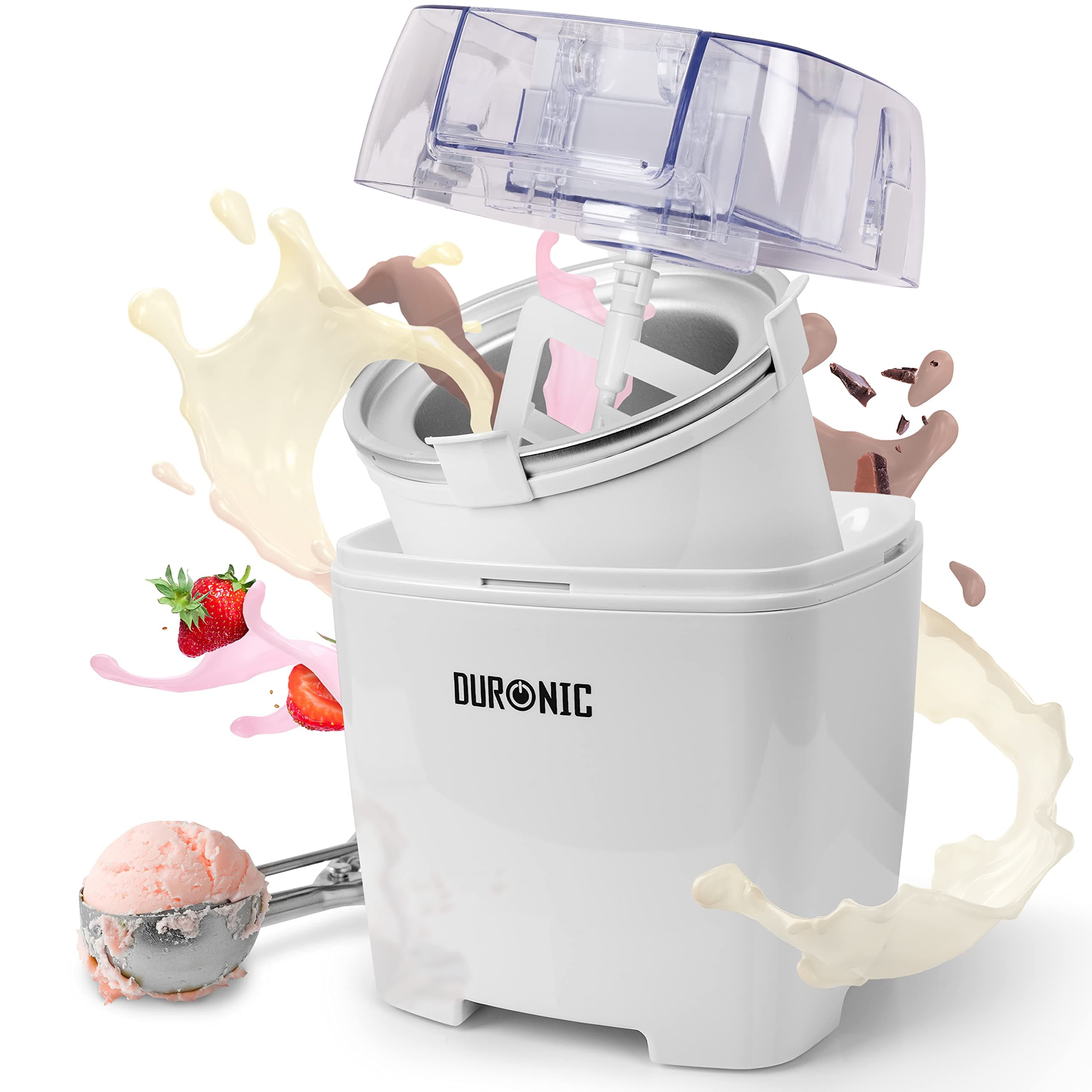 Duronic IM540 Machine à glace Électrique | Cuve Amovible Inoxydable 1,5 Litres | Idéale pour Glaces Sorbets & Desserts F
